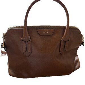 Vintage Ralph Lauren - LRL Brown Caramel Leather Dome Bag Purse Tote